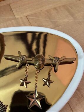Vintage Prop Plane & Star Brooch w Moving Parts!